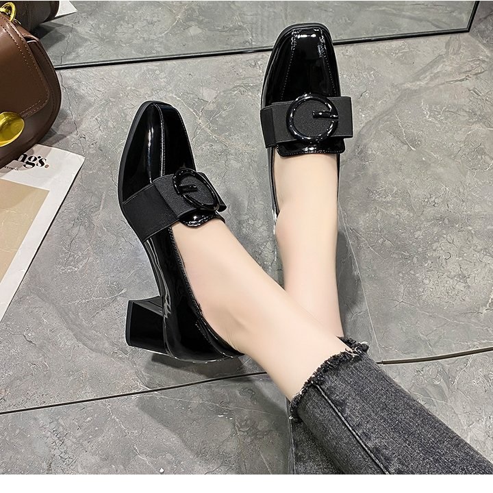 [CHẤT LƯỢNG] Giày loafer nữ đế vuông 5 phân khóa chun S040 êm chân chắc chắn