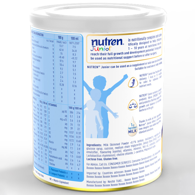 Combo 3 lon sản phẩm dinh dưỡng y học Nutren Junior cho trẻ từ 1-12 tuổi 850g tăng trưởng 3 chuẩn: Thế chất, Đề kháng, Tư duy - Tặng khăn choàng tắm bé con voi