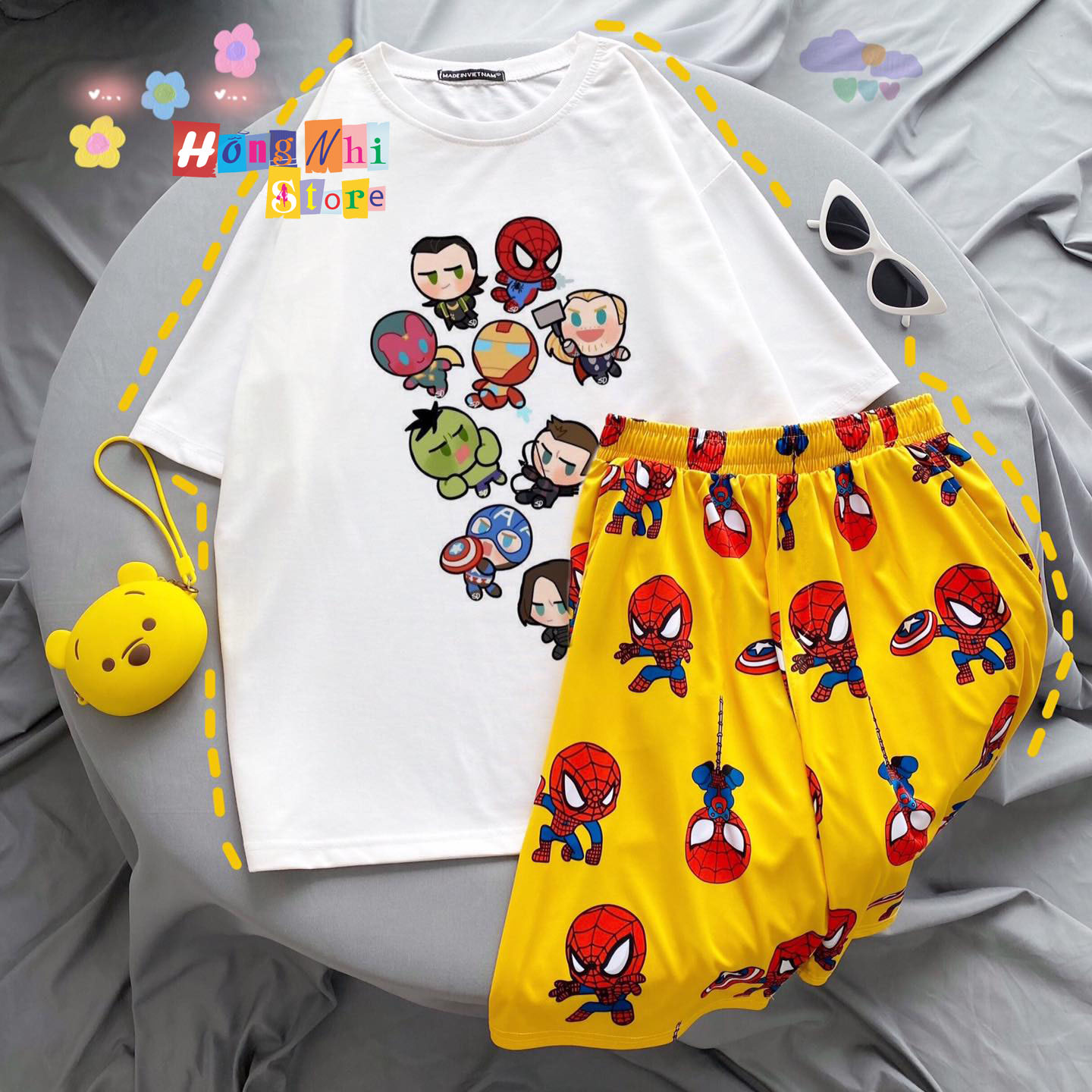 Quần Short Cartoon Unisex, Quần Đùi Hoạt Hình Loang Màu Phiên Bản Mới - MM