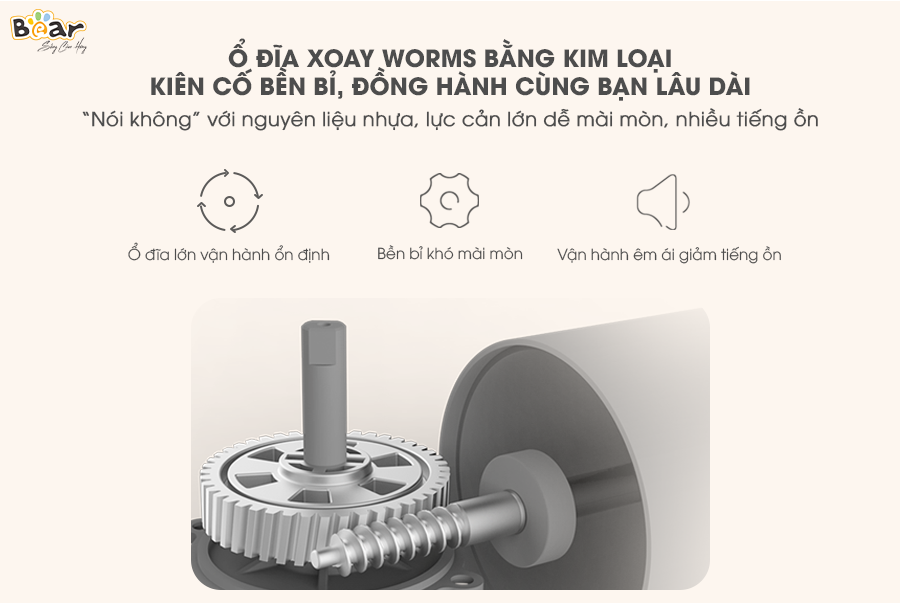 Máy Trộn Bột Ủ Bột, Máy Làm Bánh Mỳ BEAR DM-B05V1 Dung Tích 5 Lít Công Suất 200 W - Hàng Chính Hãng