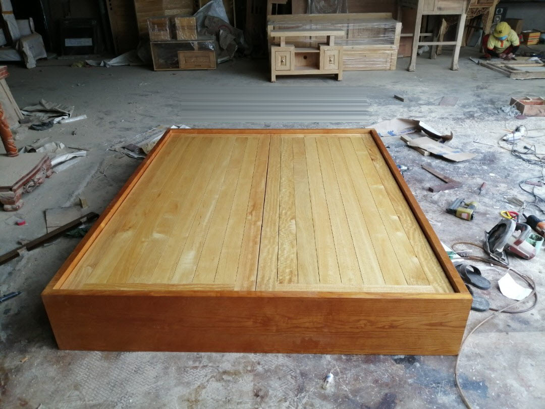 Giường gỗ sồi dạt phản mẫu không đầu kích thước 1m6 và 1m8x2m - Đồ Gỗ Mạnh Hùng