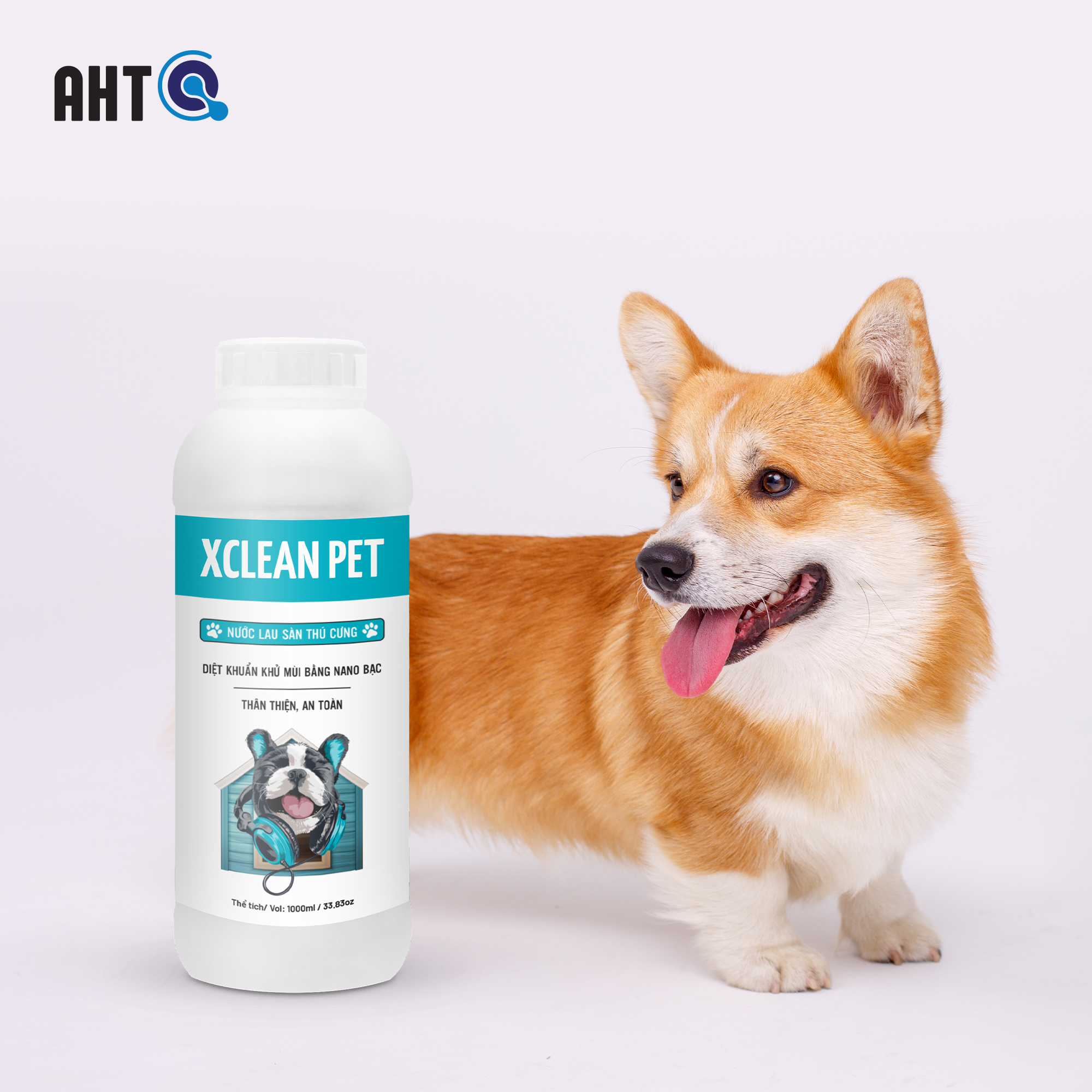 NƯỚC LAU SÀN KHỬ MÙI THÚ CƯNG, KHỬ MÙI NƯỚC TIỂU CHÓ MÈO NANO XLEAN FOR PET KHỬ MÙI HÔI SÀN NHÀ, LỒNG CHUỒNG THÚ CƯNG, CHÓ MÈO-NANO BẠC AHT CORP 1L