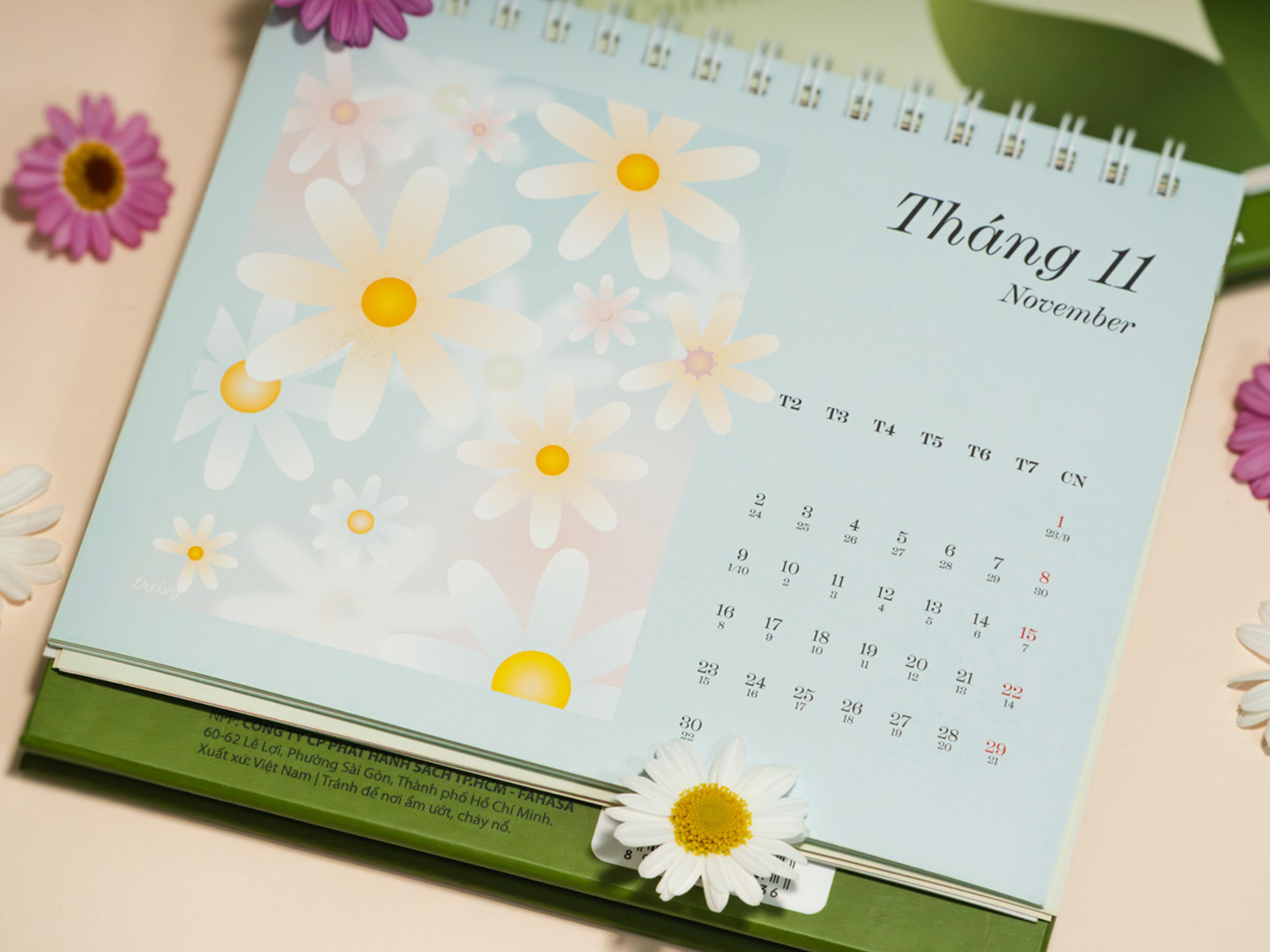 Lịch Bàn Chữ A 2026 - The Sun - Floral Flows