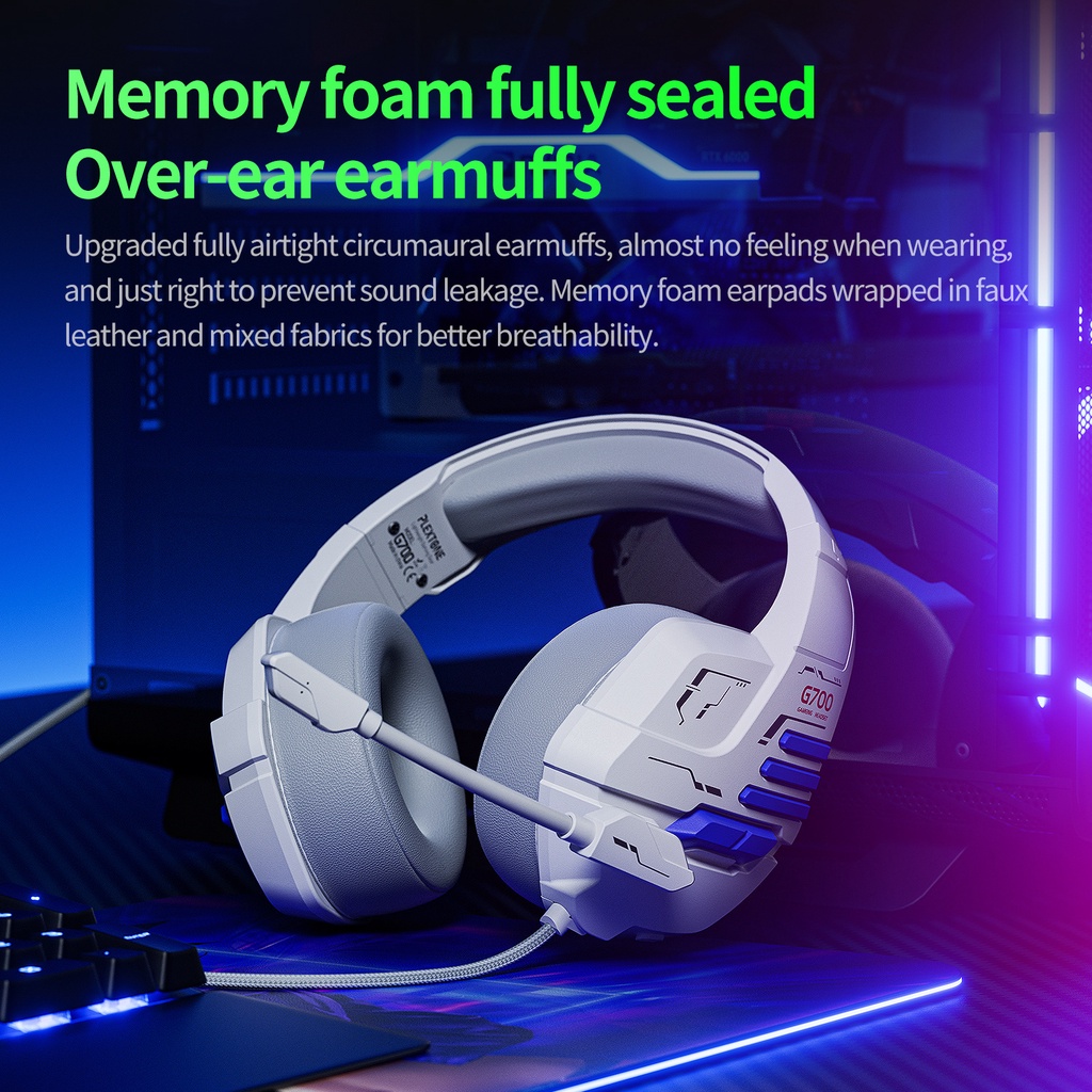 Tai Nghe Choàng Đầu Gaming Plextone G700 Dùng Được Cho Máy Tính và Điện Thoại - Màu Đen - Hàng Chính Hãng