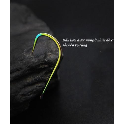 Vỉ 10 Lưỡi Câu Đài Titan 7 Màu Lưỡi Câu Cá Không Ngạch Với Đầu Lưỡi 3 Cạnh Sắc Bén