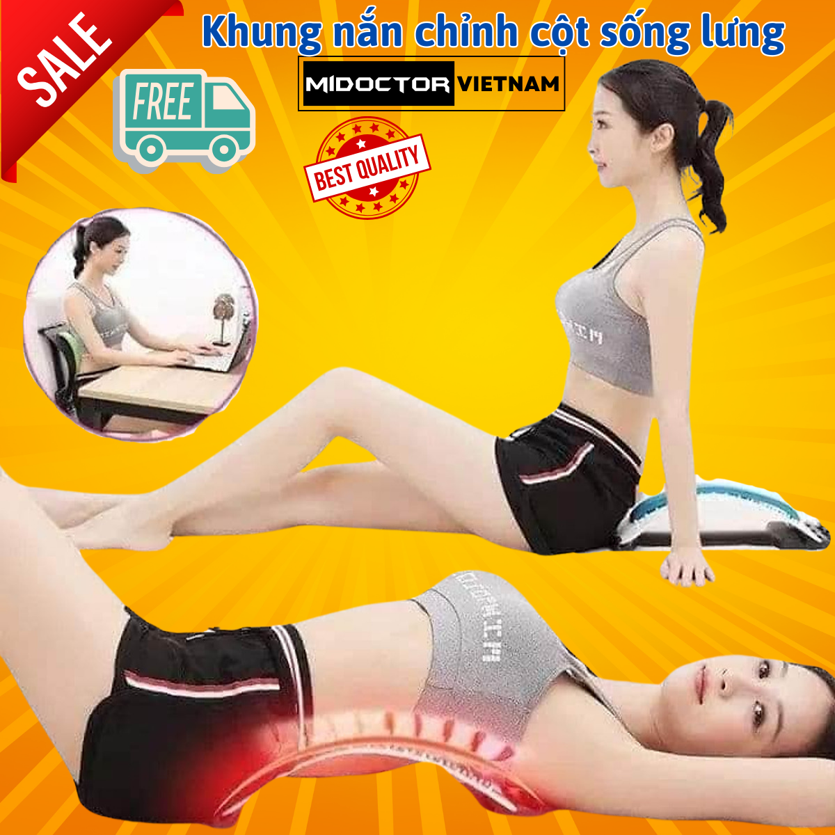 Khung nắn chỉnh cột sống, chống thoát vị đĩa đệm, thoái hóa, đau lưng, vai gáy (Giao màu ngẫu nhiên) - Gai Nhỏ miDoctor