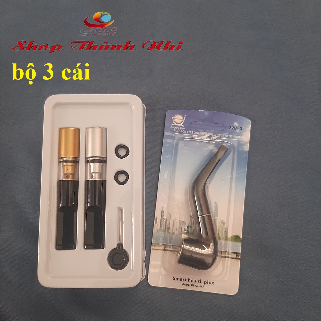 Bộ 3 tẩu thuốc nhựa dẻo gắn điếu bảo vệ sức khỏe, Shop Thành Nhi CB001