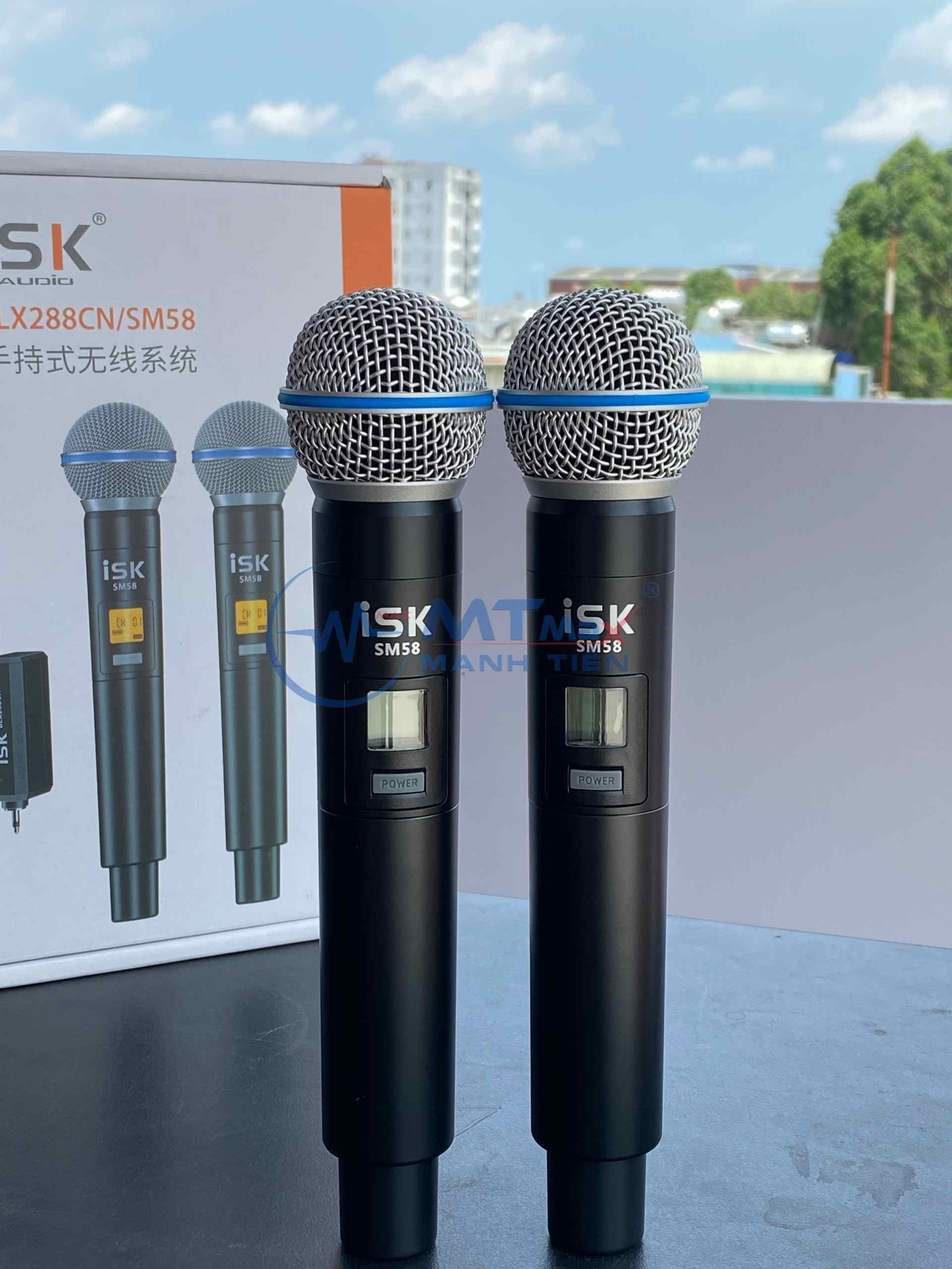 Micro ISK SM58 Không Dây, Phiên Bản 2 Micro dùng cho hát karaoke gia đình sân khấu hút âm tốt