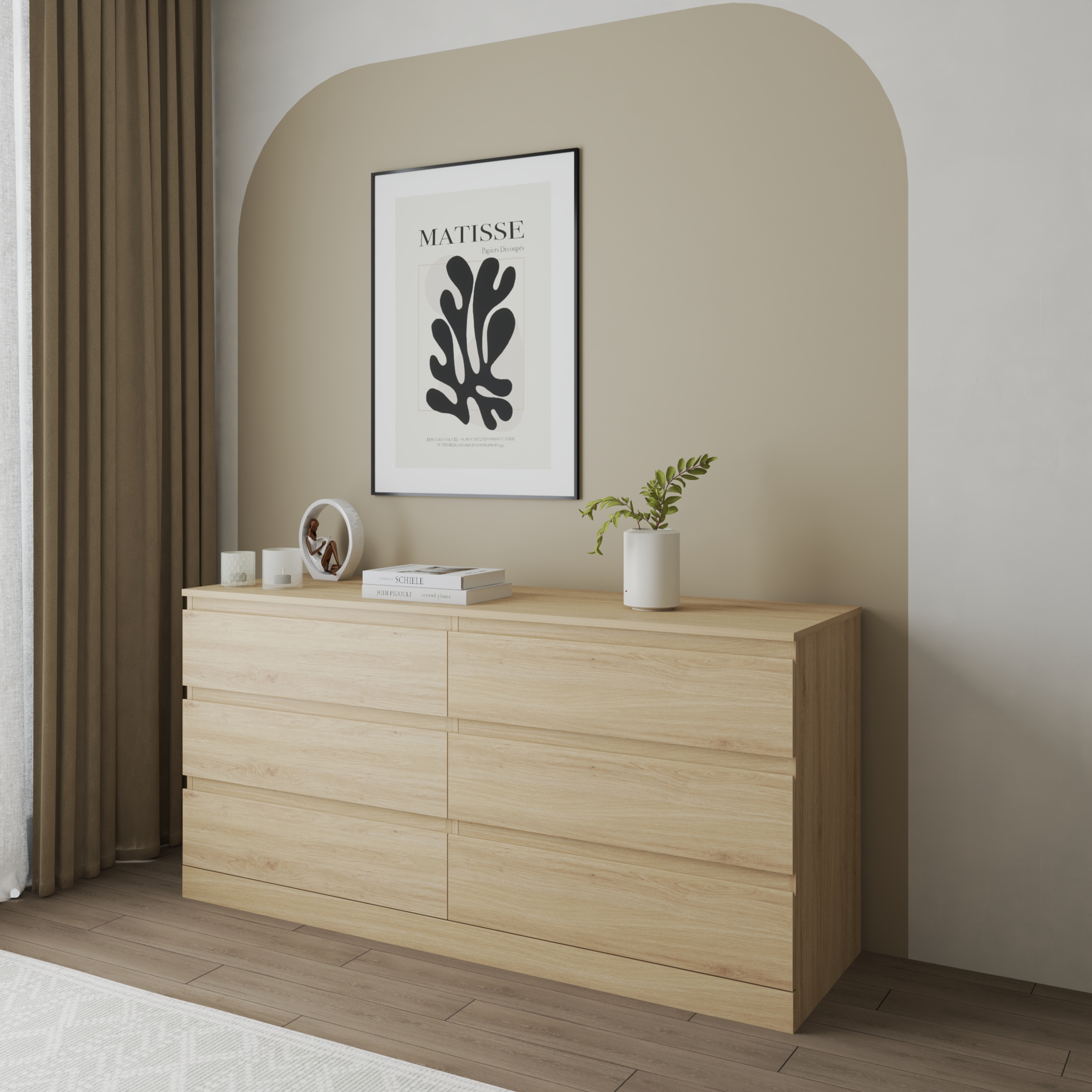 [Happy Home Furniture] DOOBIE,  Tủ 6 ngăn kéo ,  160cm x 48cm x 78cm ( DxRxC), THK_004
