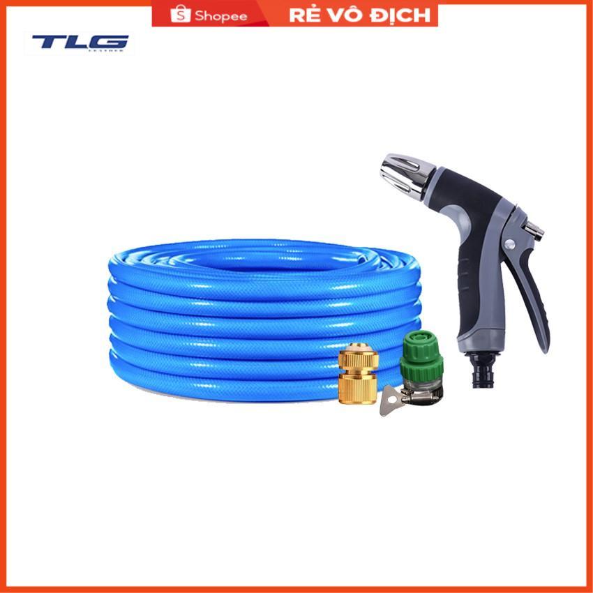 Bộ dây vòi xịt nước rửa xe,tưới cây tăng áp 3 lần 7-10m(cút đồng nối nhựa xanh) 206817