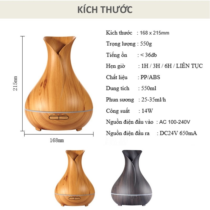 MÁY XÔNG TINH DẦU CAO CẤP Tulip GIÚP KHUẾCH TÁN ,TỎA HƯƠNG TINH DẦU, TẠO ĐỘ ẨM, XÔNG PHÒNG, TẶNG KÈM ĐIỀU KHIỂN TỪ XA, THÍCH HỢP CHO PHÒNG LỚN, ĐÈN LED 7 MÀU THAY THẾ ĐÈN NGỦ