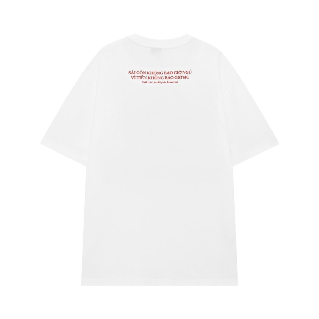 SWE - Áo phông unisex in hình cổ tròn SAIGON TEE Trắng ngắn tay cotton thoáng mát thời trang chính hãng