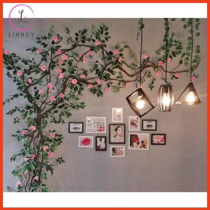 Hoa giả, dây hoa hồng leo kim cương dài 3m cao cấp trang trí tường, ban công, xích đu, làm đạo cụ chụp ảnh