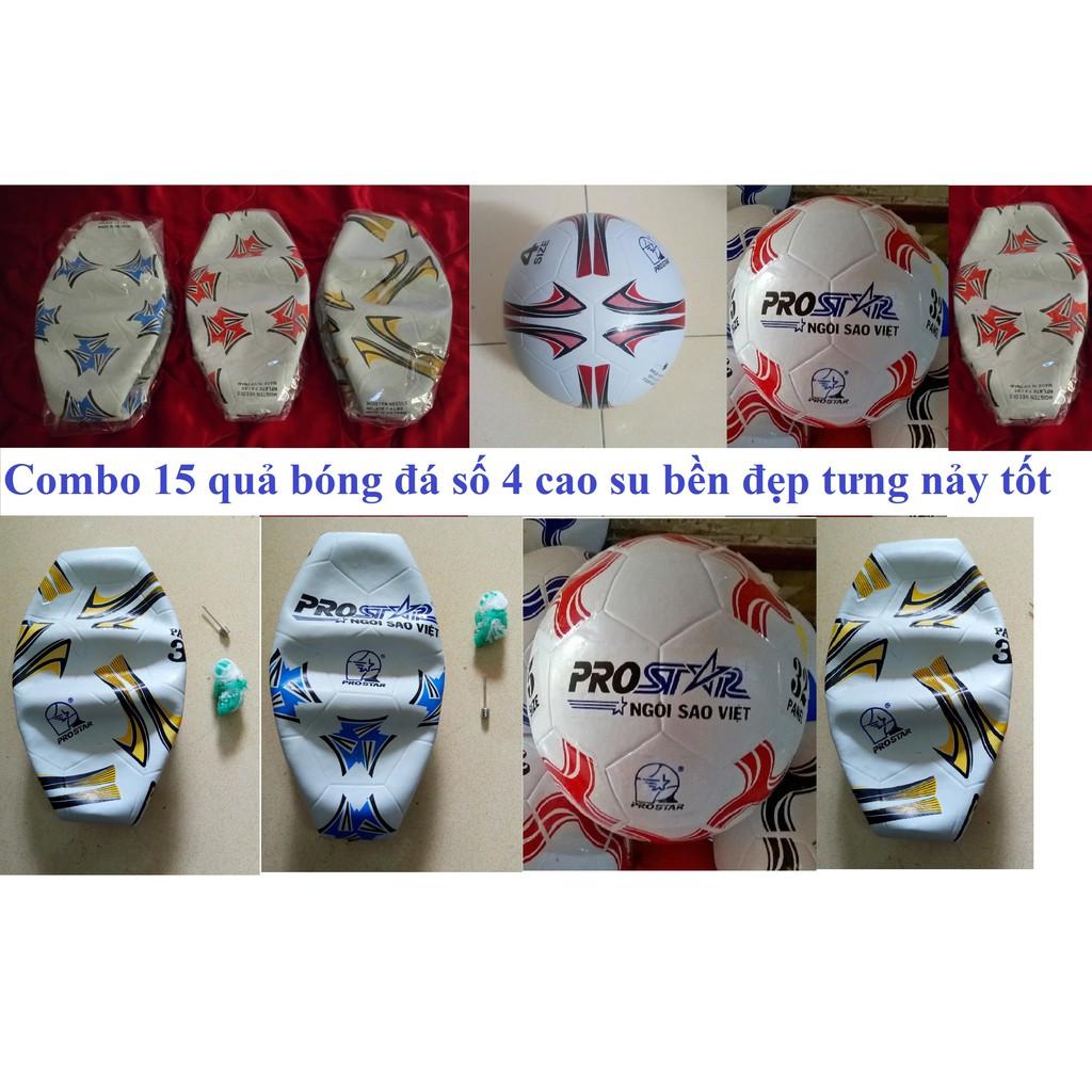 COMBO 15 QUẢ BÓNG ĐÁ SỐ 4 PROSTAR CAO CẤP - 15 quả bóng đá cao su số 4 Prostar TẶNG kim bơm và túi lưới