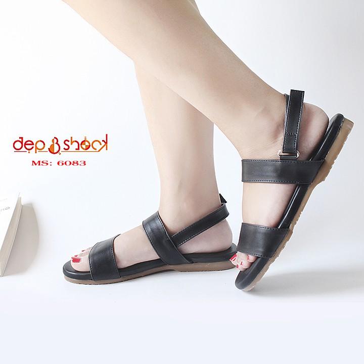 Sandal nữ big size quai ngang đế bằng cao cấp MS 6083