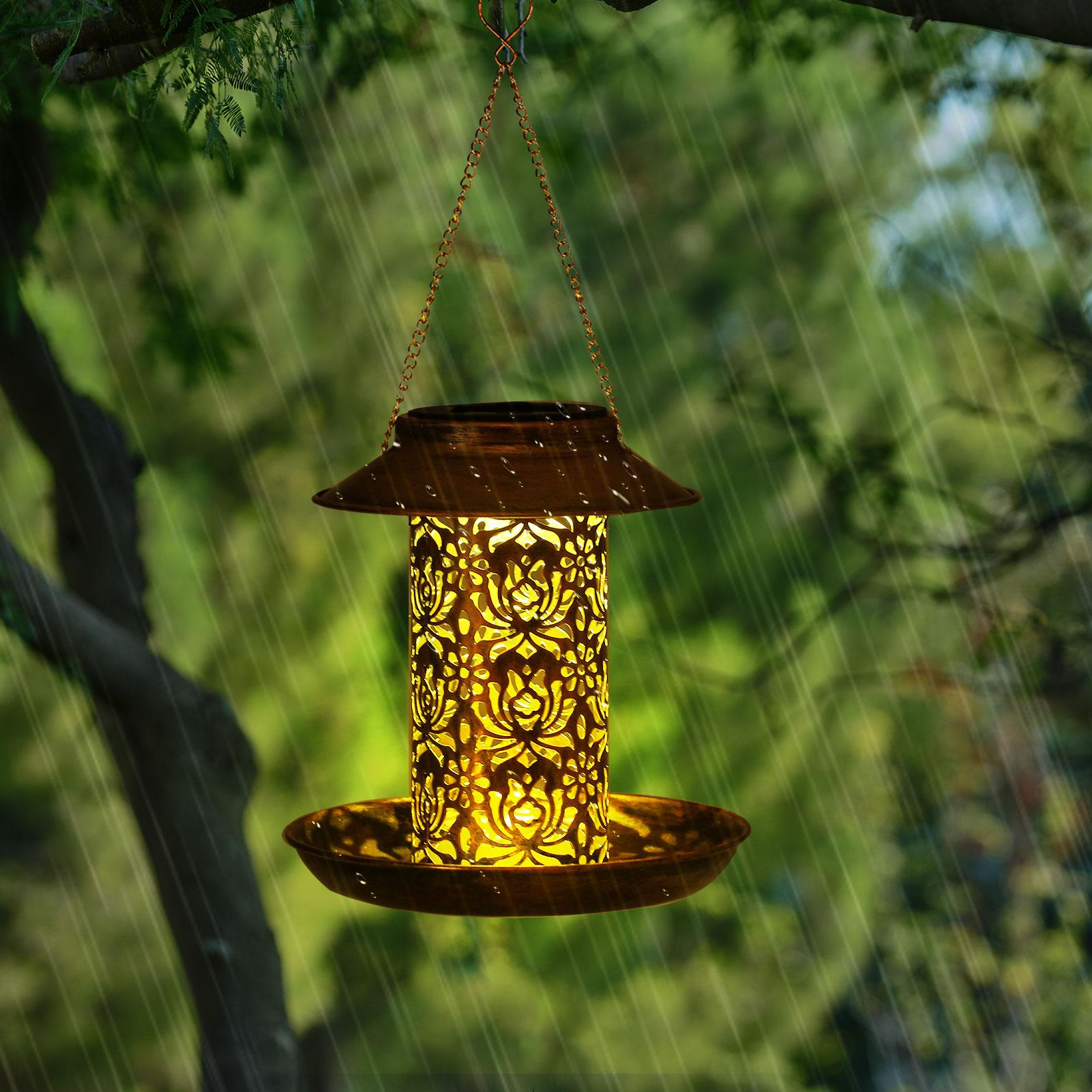 Máy cho chim ăn, lồng cho chim ăn với ánh sáng để trang trí sân vườn chạy bằng năng lượng mặt trời
