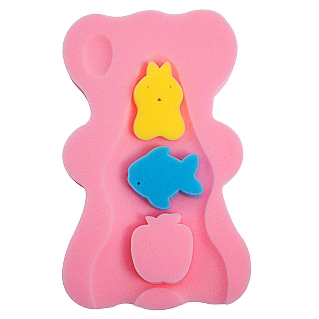2pcs Cute Bath Sponge Infant Bath Cushion Comfy And Skid Proof Bathing Mat
