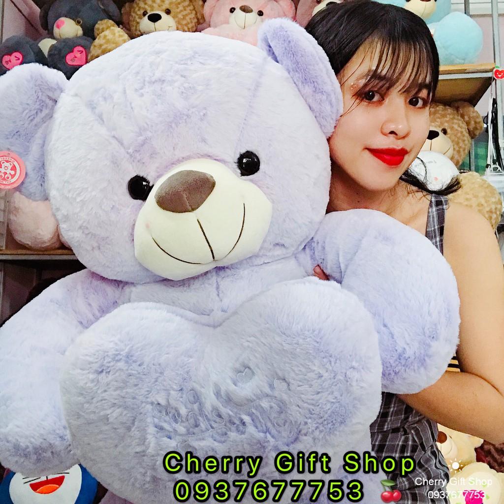 Gấu Bông Teddy Ôm Tim Cao Cấp Hàng Nhập 1m2 Ảnh Shop Chụp