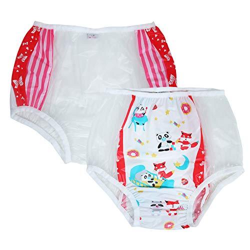 2 Chiếc Dadious Abdl Trưởng Thành Quần Đóng Tã Bé Tiểu Tiện Thun Nhựa Có Thể Tái Sử Dụng Quần Ddlg Đỏ PVC Nam Tã quần Lót