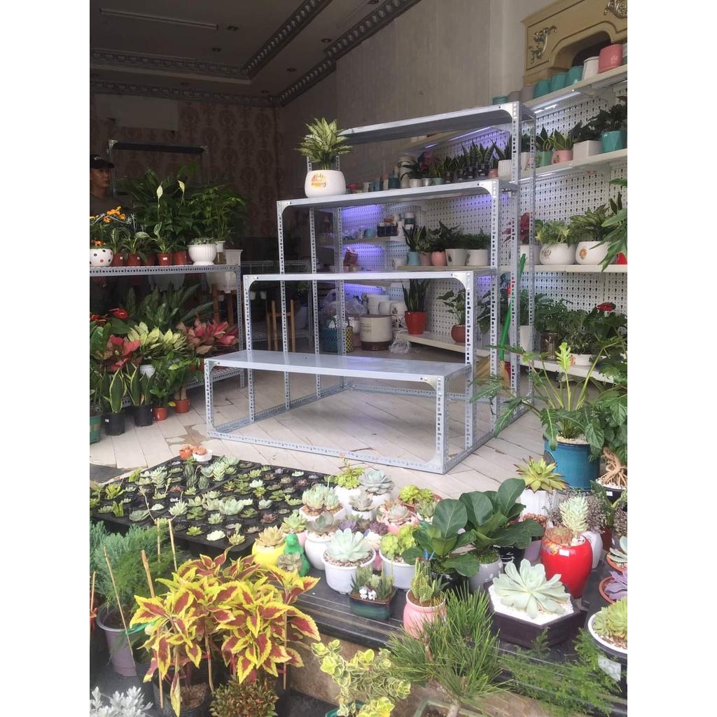 Kệ sắt v lỗ bậc thang 3 tầng trụ sắt V3x3cm và V4x4cm đa năng