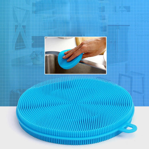 Miếng silicone đa năng rửa chén chà nồi chà vỏ củ quả lót ly bông tắm massage có móc treo tiên lợi