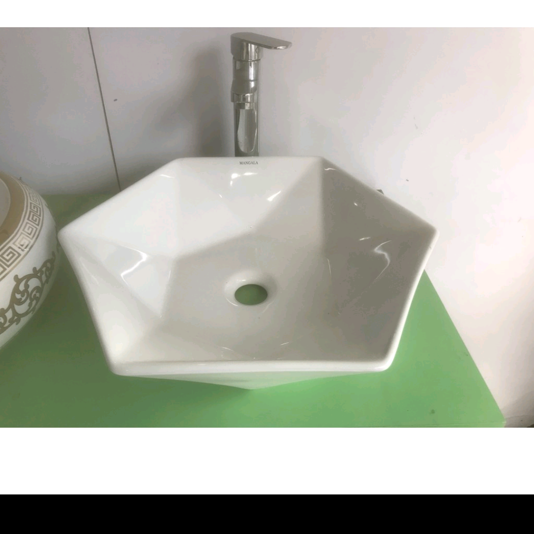 CHẬU LAVABO ĐẶT BÀN HÌNH LỤC GIÁC CAO CẤP