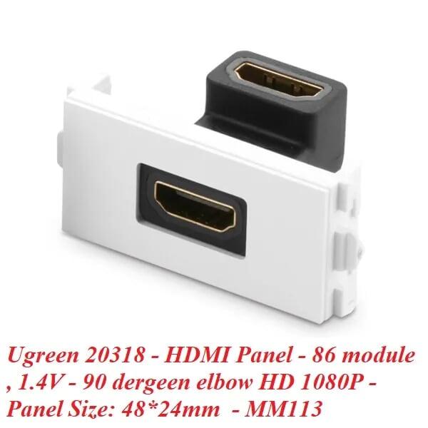 Ugreen UG20318MM113TK Màu Đen Mặt nạ HDMI âm tường gập 90 độ cao cấp - HÀNG CHÍNH HÃNG