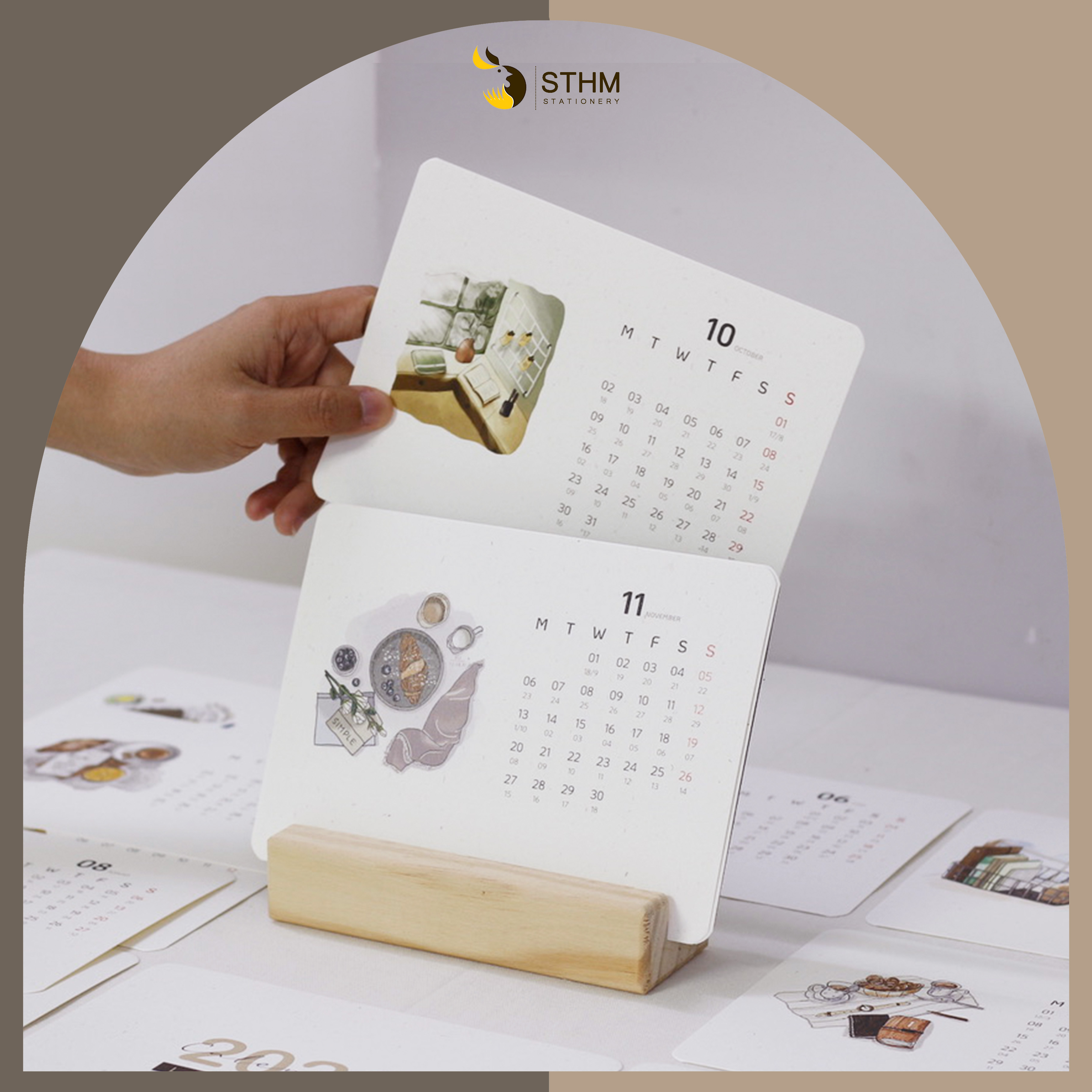 [STHM stationery] - Lịch bàn đế gỗ 2023 - Lifestyle - Tặng 12 sticker - Giấy mỹ thuật 220gsm - Có lịch âm dương