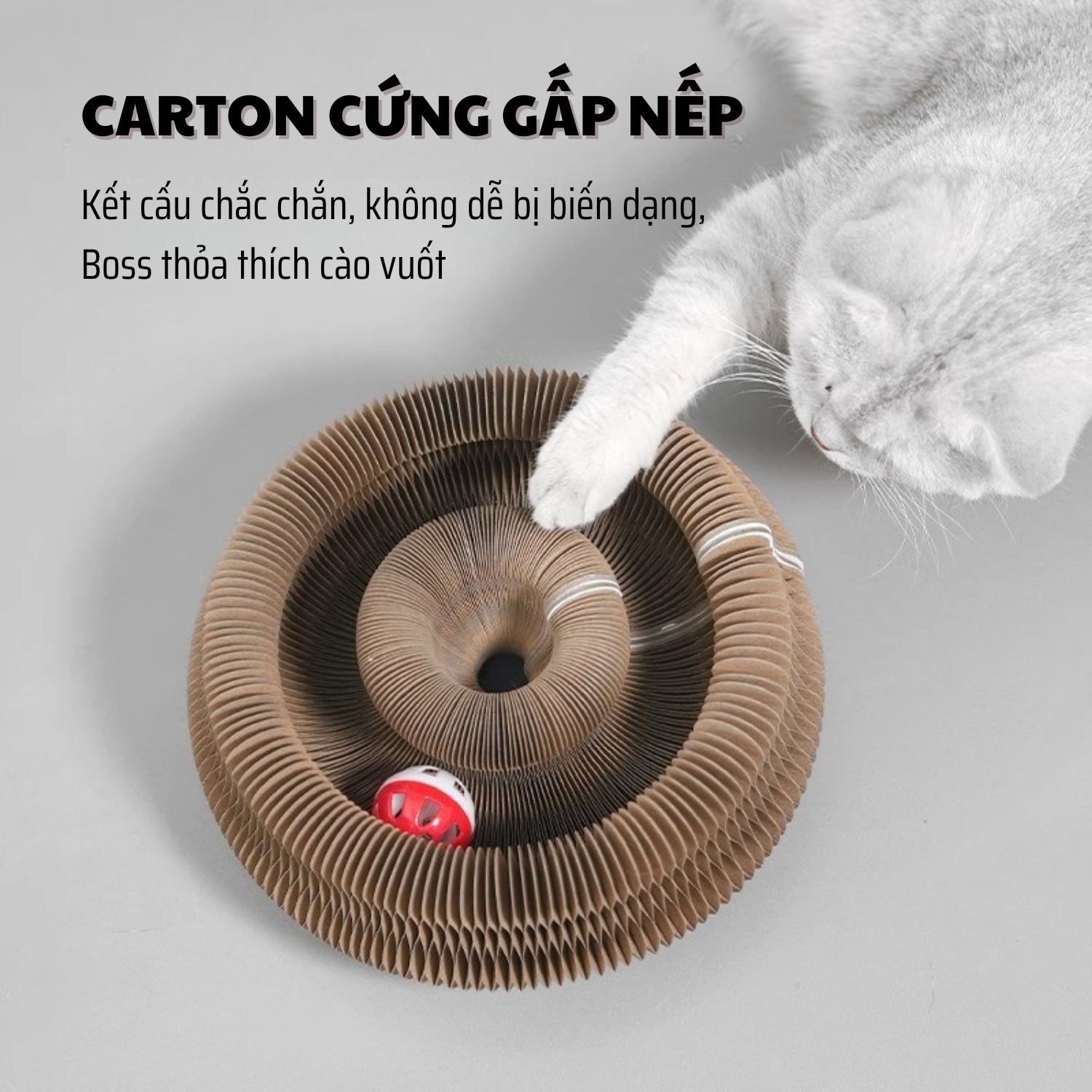 Đồ chơi bàn cào móng cho mèo kèm bóng có chuông giảm căng thẳng | Đồ chơi cào móng trụ cào móng mèo nhiều hình dạng cho nhiều mèo cùng chơi