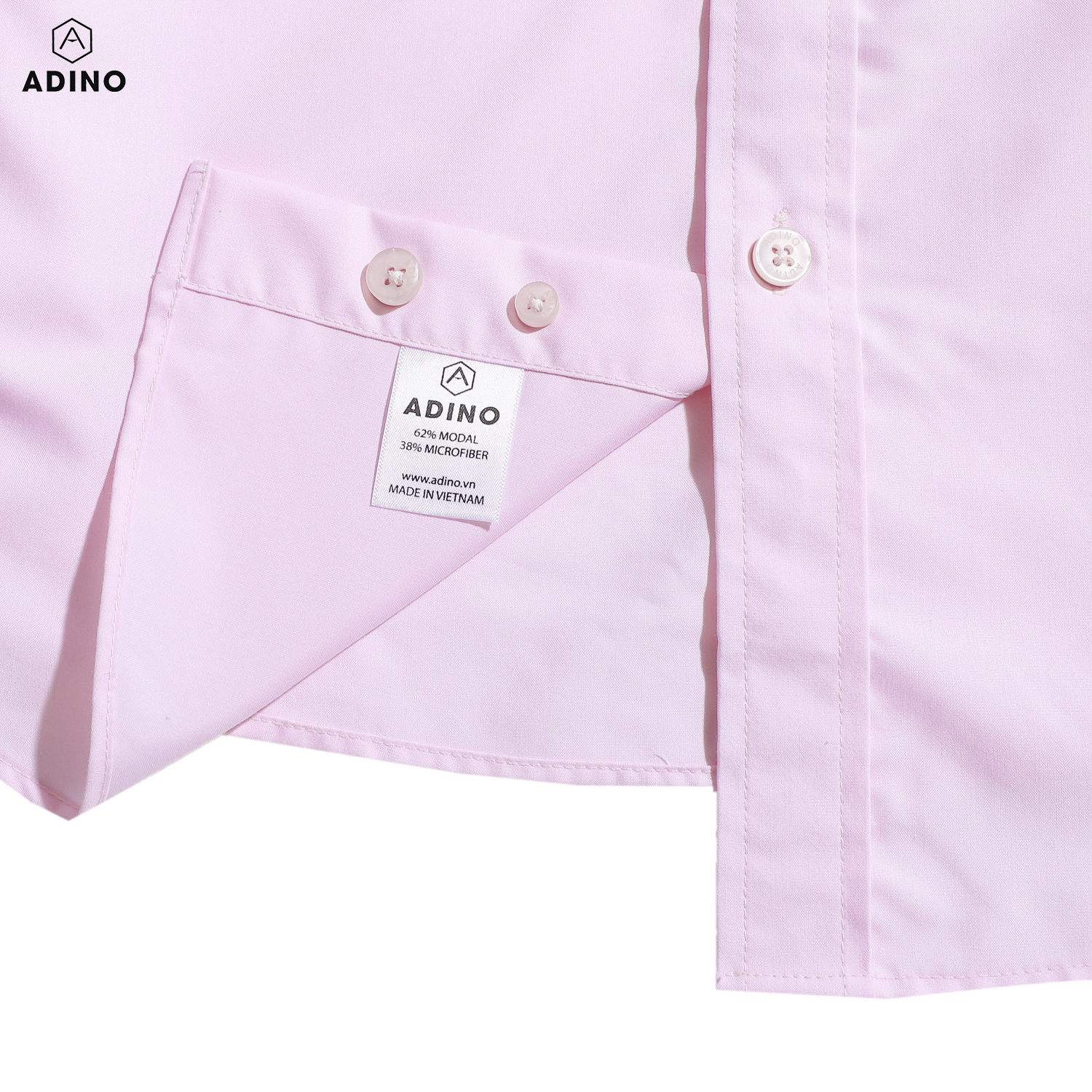 Áo sơ mi nam màu hồng ADINO vải nến lụa sợi sồi modal dáng công sở slimfit hơi ôm trẻ trung S06