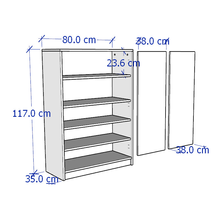 MOLTENI, Tủ giày 5 tầng cao cấp SHO_001, 80x35x117cm
