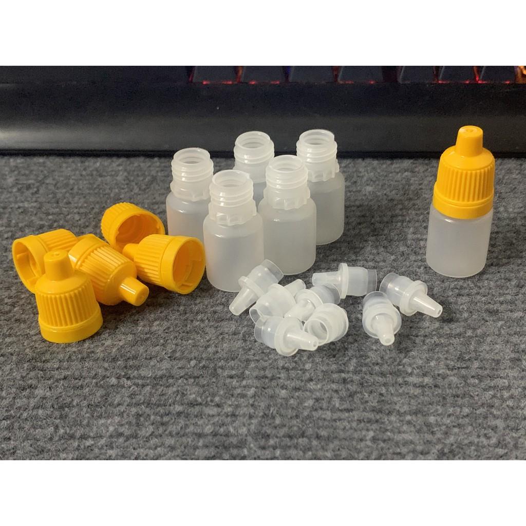 Lọ nhựa rỗng 5ml đựng nước nhỏ mắt bao gồm nắp có garanti , Combo 100 Chai nhựa 5ml đựng mực