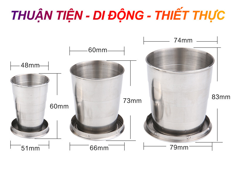 Bộ 3 CỐC THÉP GẤP CỌN