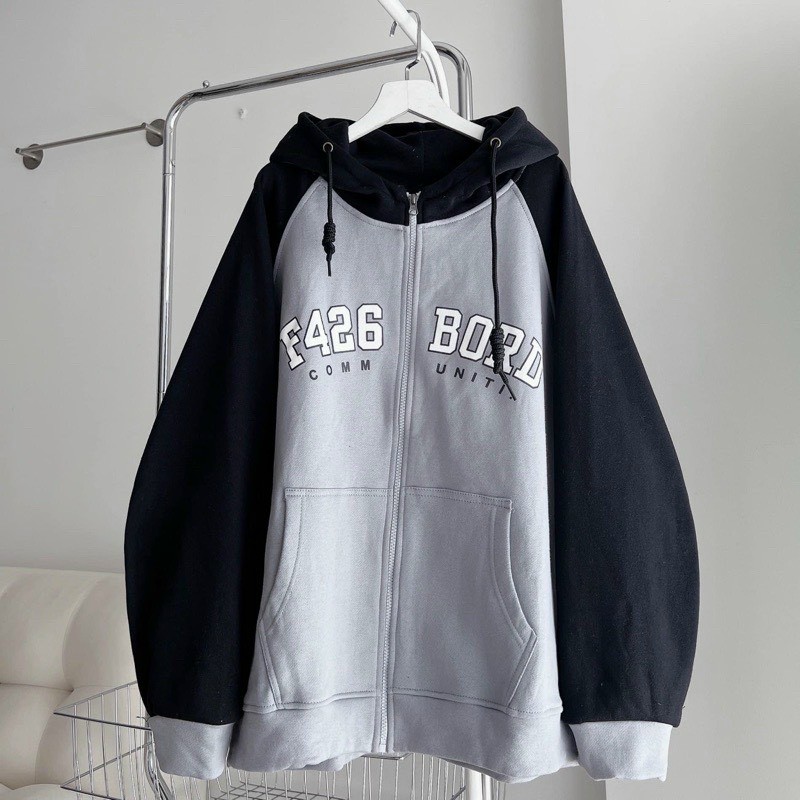 Áo Khoác Nỉ Chữ F426 BORD Có Nón Mũ 2 Lớp , Phối Rap Lăng -Kiểu Hoodie Có Khóa Kéo Zip Nam Nữ Cặp Đôi