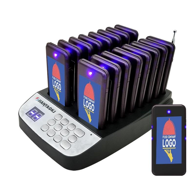 Jiantao JT-916 với 16 máy thu không dây gọi Bell Pager System Buzzer cho Hookah Coffee Bar Canteen