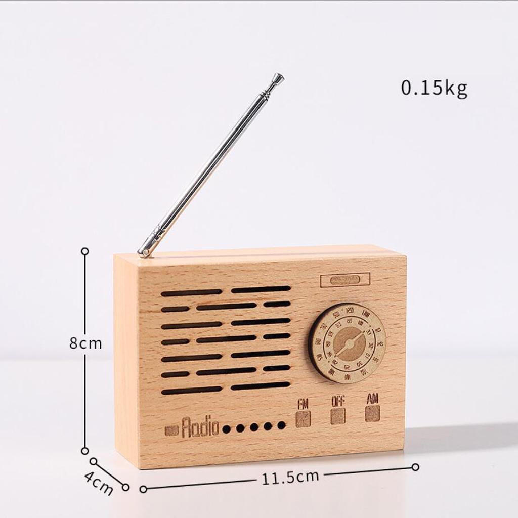 Wooden Music Box Retro Clockwork Radio Desktop Decoration Gift