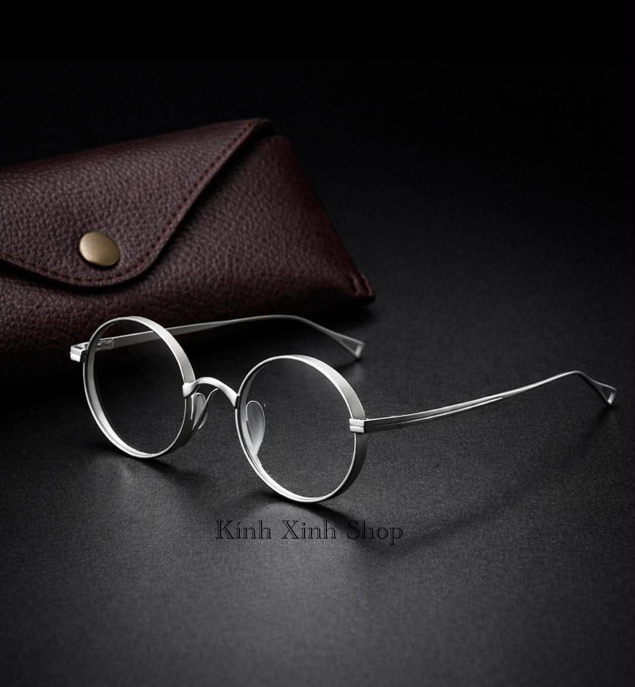 (Hàng cao cấp) Kính gọng Titanium dáng Mắt tròn xoe mini siêu nhỏ