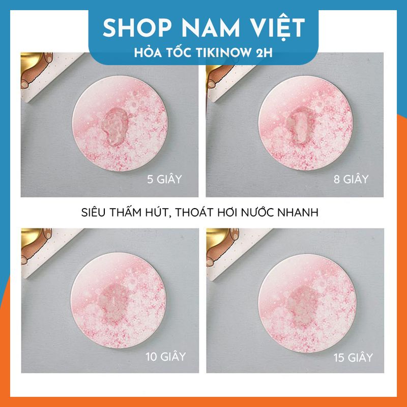 Lót Ly Ceramic Trắng Trơn, Đế Lót Cốc Gốm Sứ Siêu Thấm Hút, Thích Hợp Trang Trí DIY - Chính Hãng NAVIVU