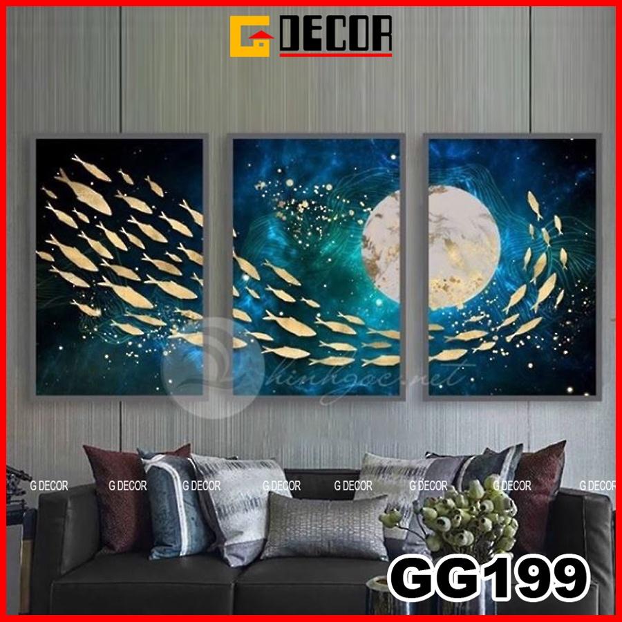 Tranh treo tường canvas 3 bức phong cách hiện đại Bắc Âu 199, tranh decor trang trí phòng khách, phòng ngủ, spa