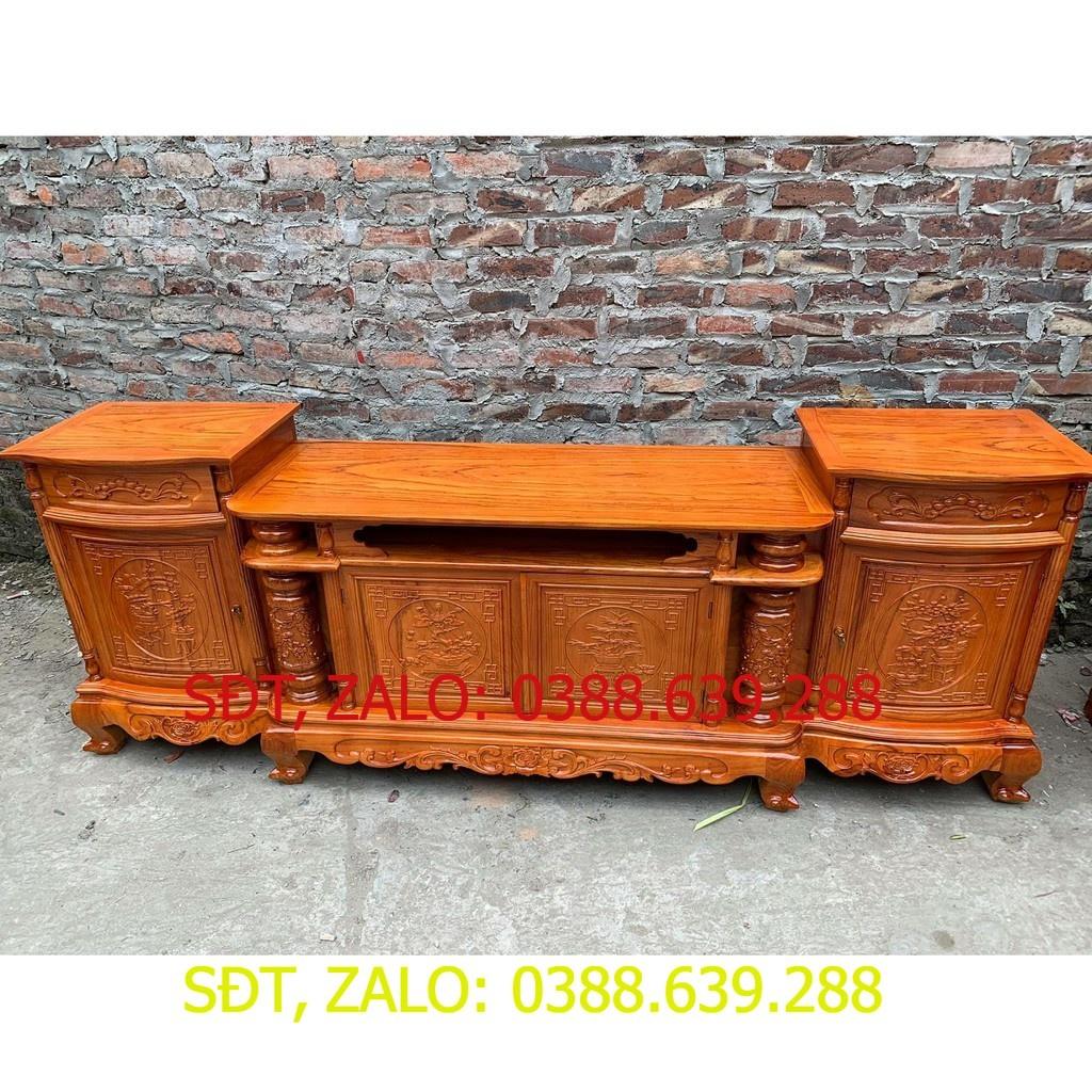 Kệ Tivi Kiểu Cột Nho Gỗ Gõ Đỏ