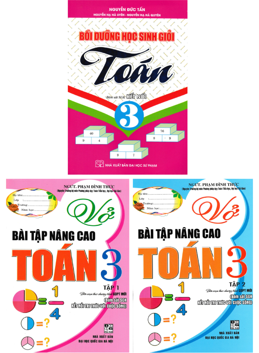 Sách tham khảo - Combo 3 Cuốn: Vở Bài Tập Nâng Cao Toán Lớp 3 + Bồi Dưỡng Học Sinh Giỏi Toán 3 _HA