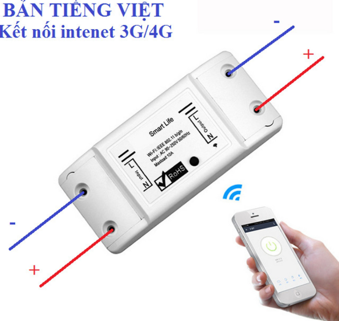 Công tắc điều khiển từ xa kết nối wifi/3G/4G Smart life phần mềm tiếng việt dễ sử dụng