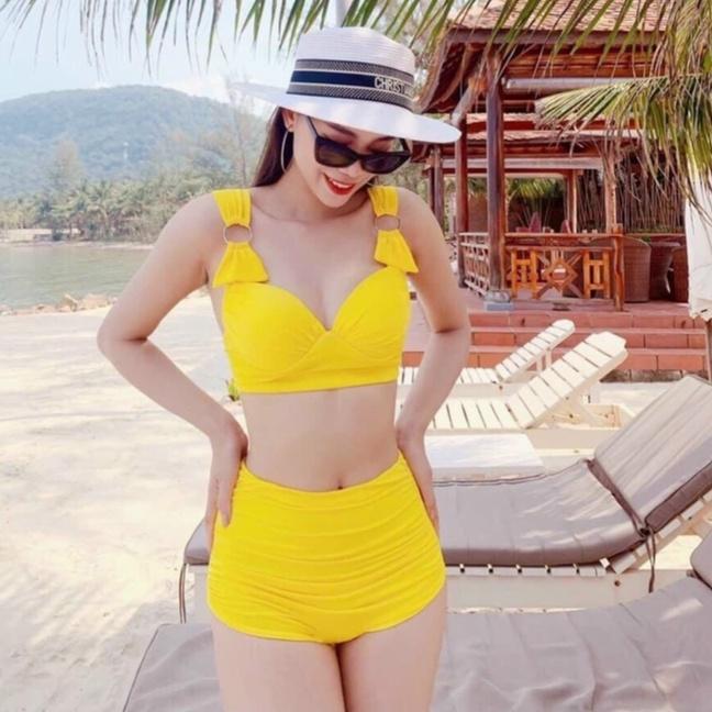 Bikini, Đồ Bơi Đi Biển Hai Mảnh Gọng Khoen Tròn Mới Cạp Cao HM-006