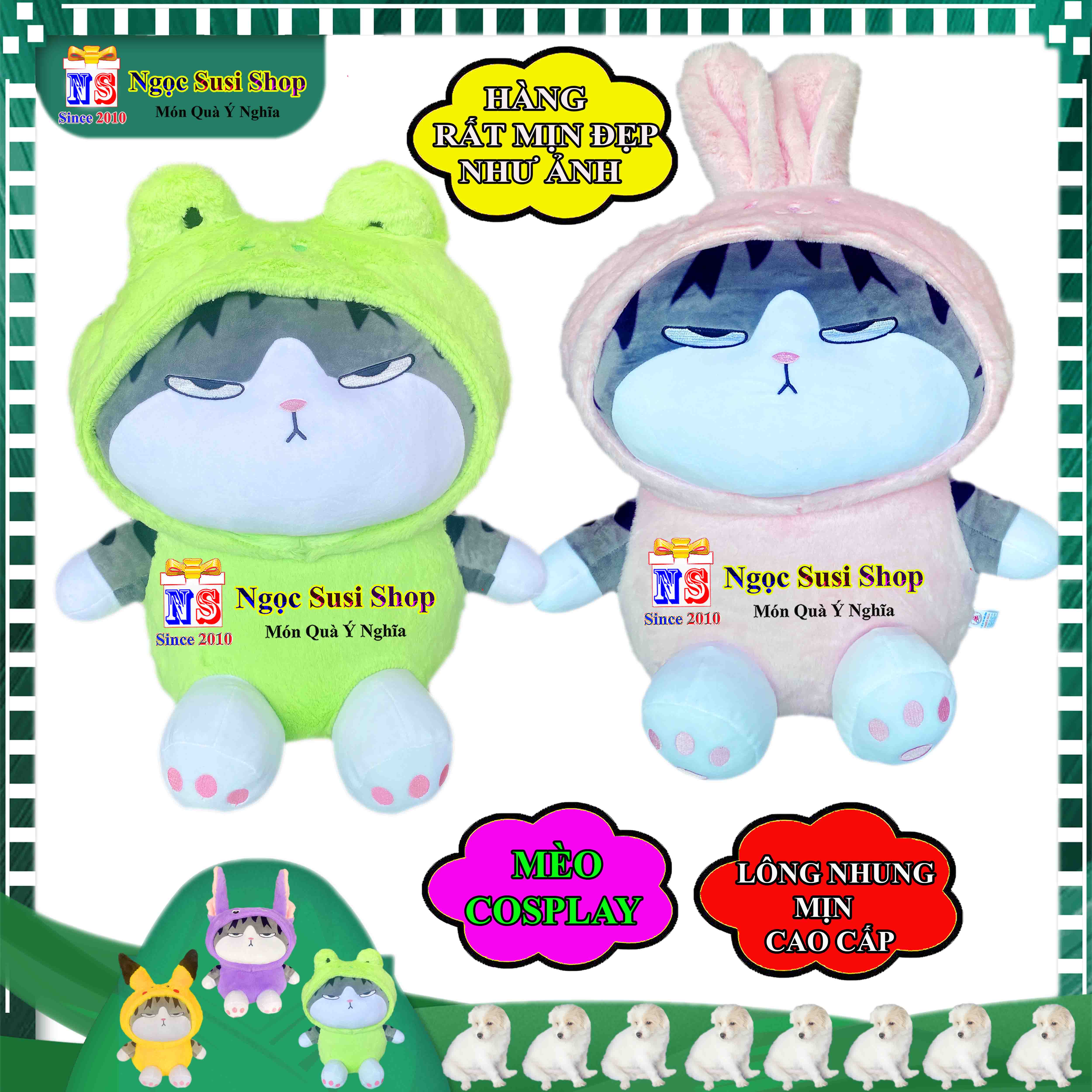 GẤU BÔNG HÌNH CON MÈO COSPLAY SIÊU MỀM MỊN CAO CẤP ÔM NGỦ DÙNG LÀM QUÀ TẶNG TRANG TRÍ