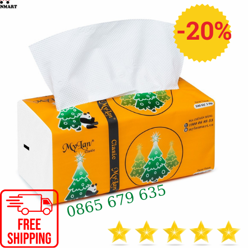Giấy Rút Gấu Thông MyLan 3 Lớp , Giấy ăn Gấu Trúc, Khăn Giấy Cây Thông