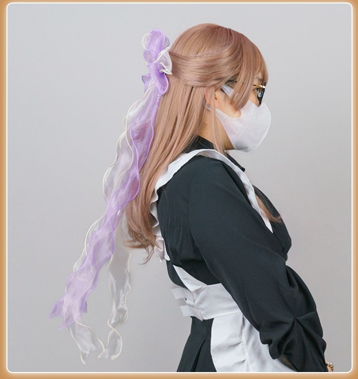 Kẹp tóc voan nơ dài lolita, phụ kiện nơ ngọt ngào xinh xắn, phụ kiện cosplay dễ thương