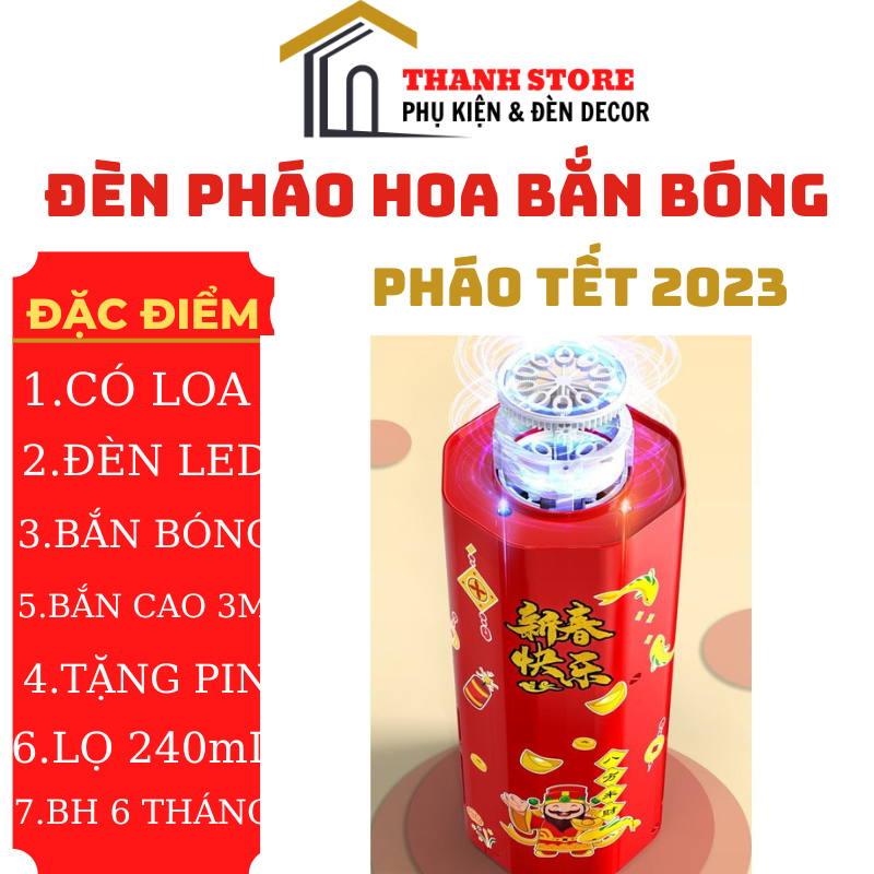 Máy tạo bong bóng phao hoa - đèn bắn bong bóng có loa có led RBG cho lễ hội ngày tết 2023