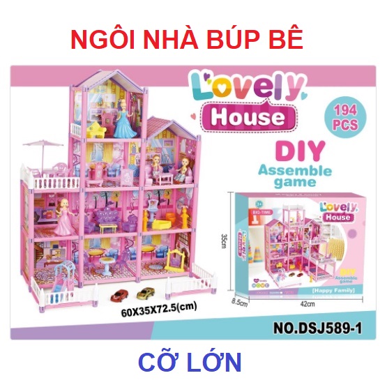 Nhà búp bê cỡ lớn đồ chơi mô hình cho bé lắp ráp tăng trí tưởng tượng, quà tặng sinh nhật cho bé