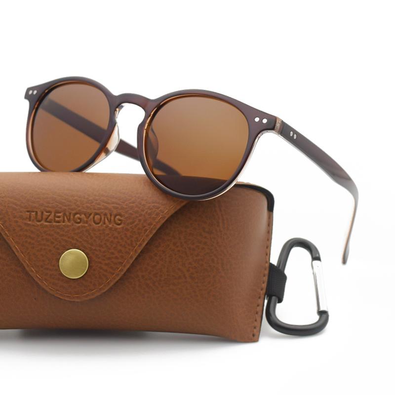 TUZENGYONG New Unisex Siêu Nhẹ TR90 Kính Mát Phân Cực Nam Nữ Lái Xe Hồng Tròn Bóng Vintage Kính Chống Nắng Gafas De Sol