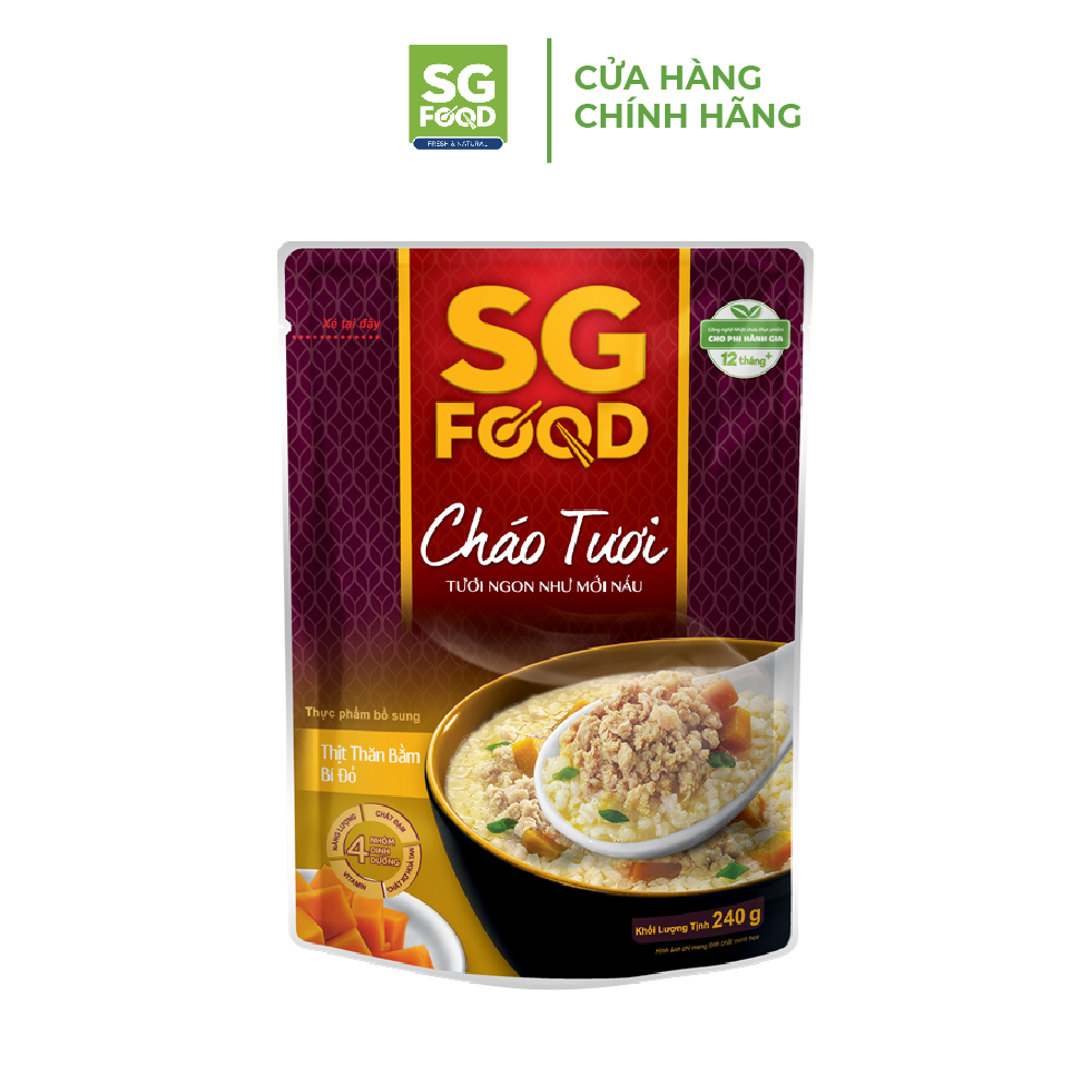 Cháo Tươi SG Food Thịt Thăn Bằm Bí Đỏ 240g